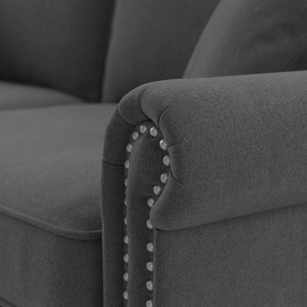 Coventry 85W Sofa in Charcoal Gray Herringbone. Picture 6