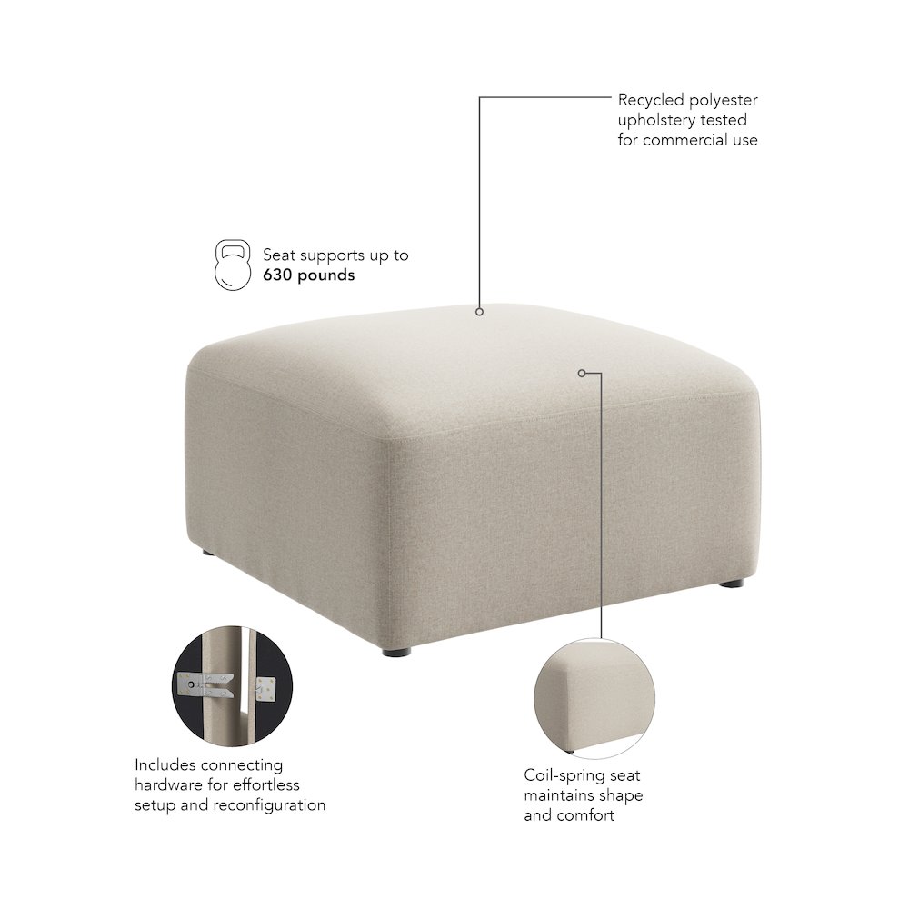 Assemble Modular Lounge Ottoman in Oat Fabric. Picture 7