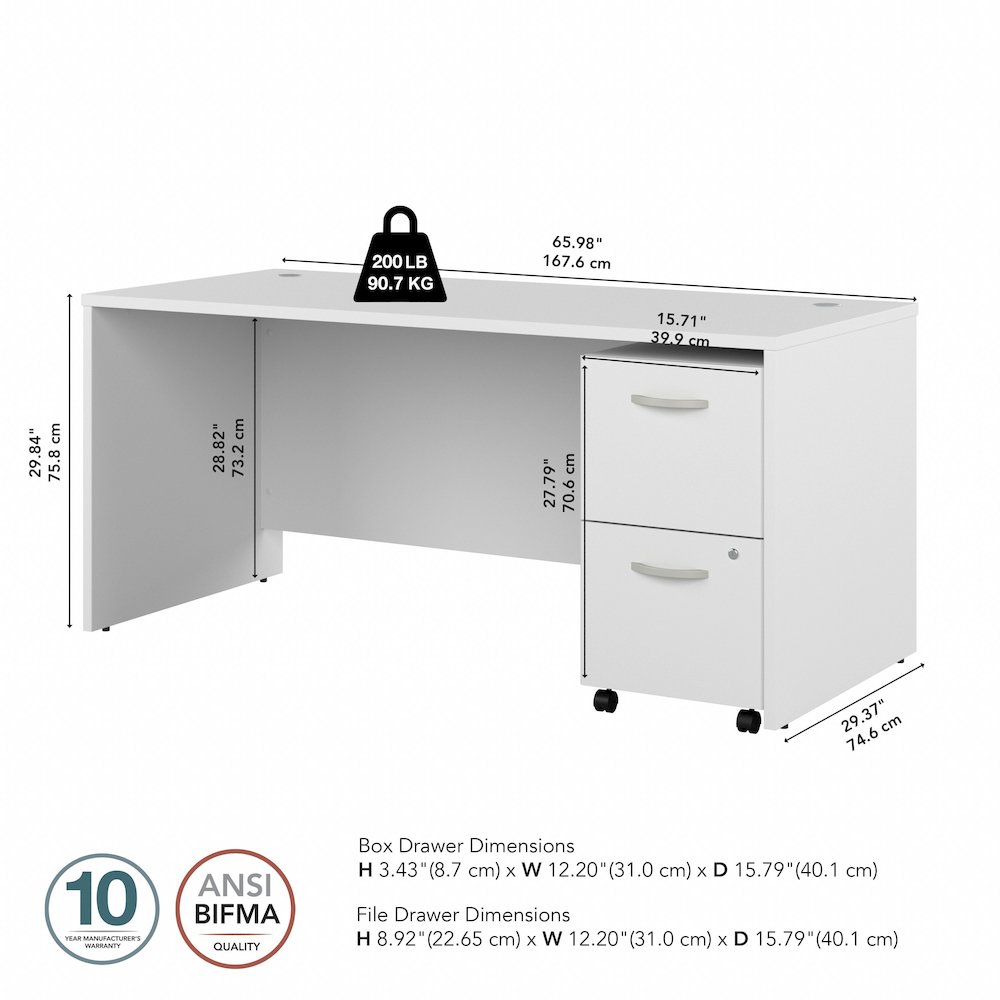 Studio C 66W x 30D Office Desk with 2 Drawer Mobile File Cabinet. Picture 4