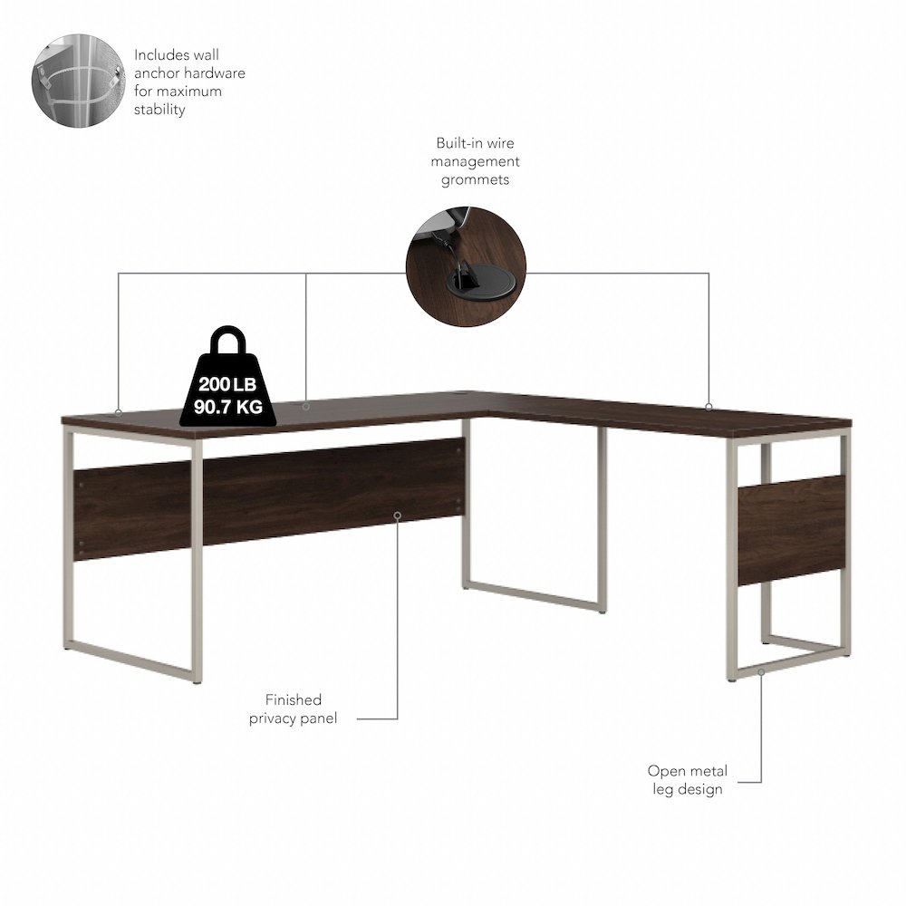 Hybrid 72W x 30D L Shaped Table Desk with Mobile File Cabinet. Picture 8