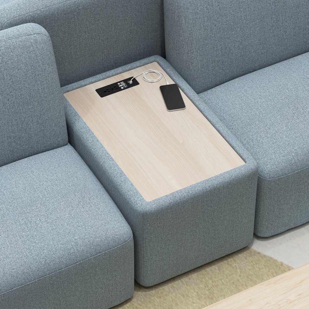 Assemble Modular Side Table with Charging Station in Mist Fabric. Picture 2