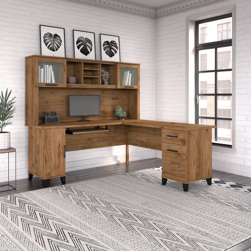 Somerset 72W L Shaped Desk with Hutch. Picture 2