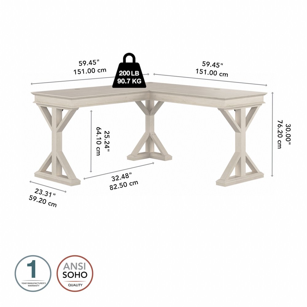 Homestead 60W Farmhouse L Shaped Desk. Picture 9