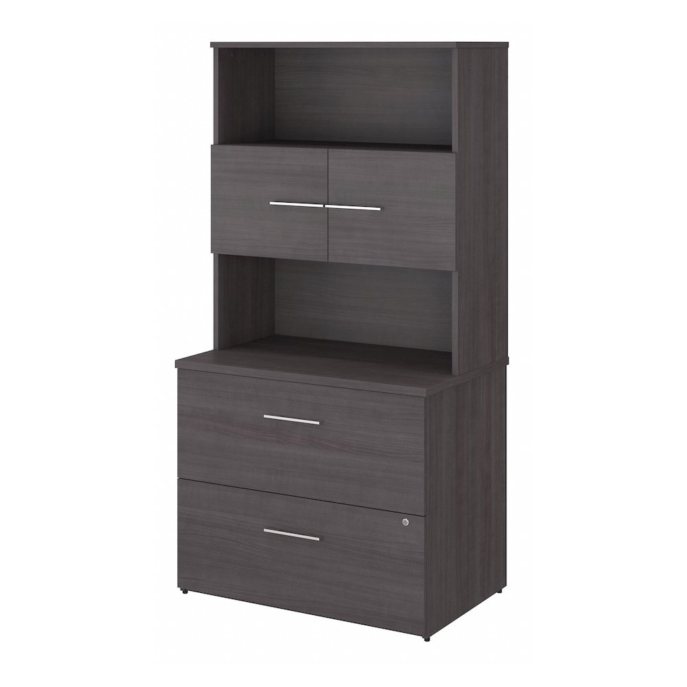 Office 500 36W 2 Drawer Lateral File Cabinet with Hutch. Picture 1