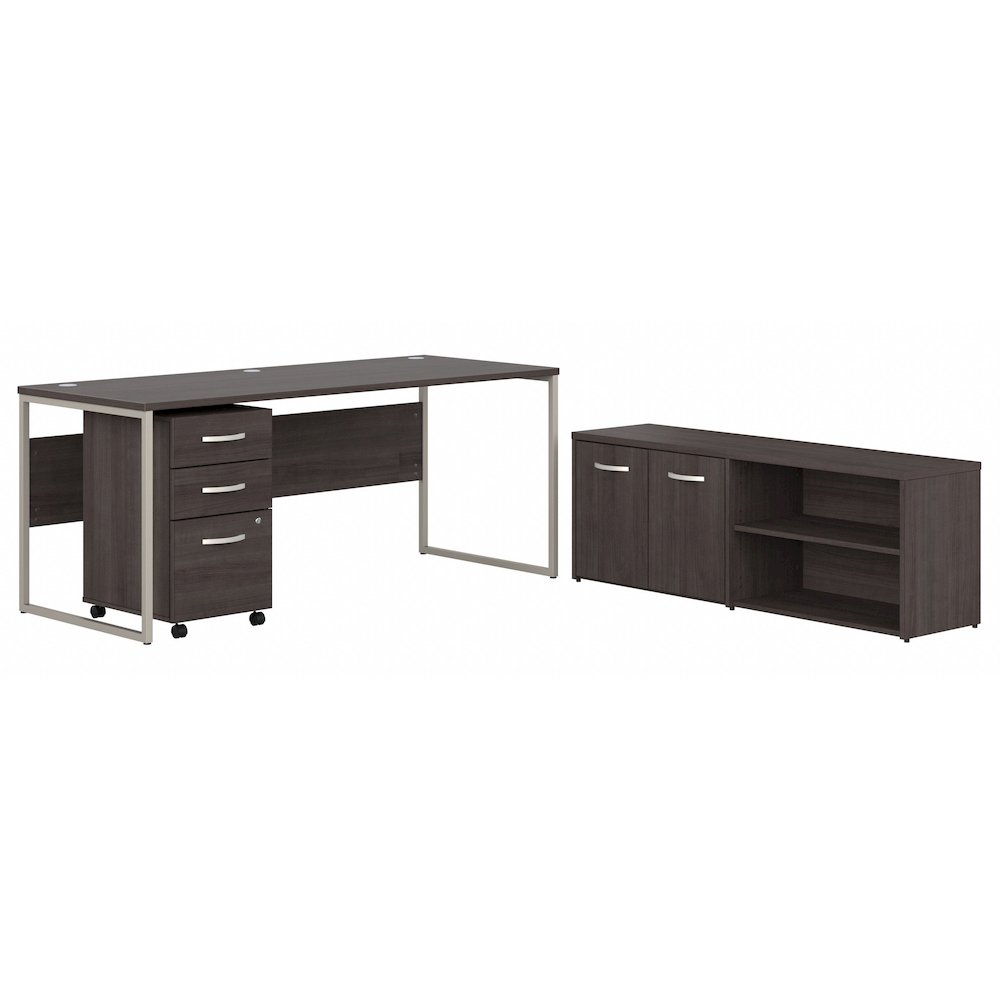 Hybrid 72W x 30D Computer Table Desk with Storage and Mobile File Cabinet. Picture 1