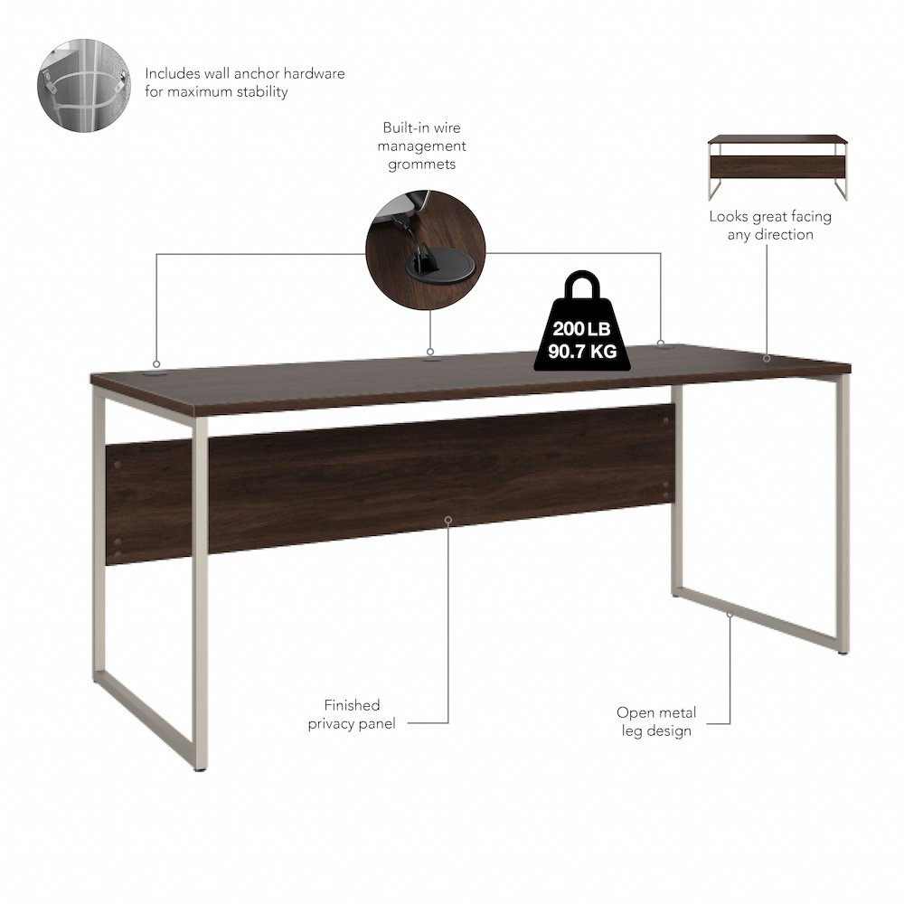 Hybrid 72W x 30D Computer Table Desk with Metal Legs. Picture 6
