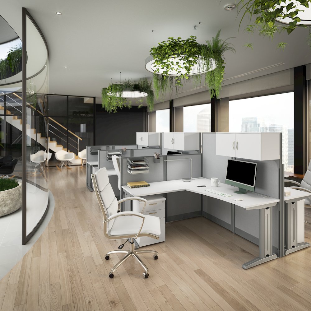 Office in an Hour 65W x 65D L Shaped Cubicle Desk. Picture 3
