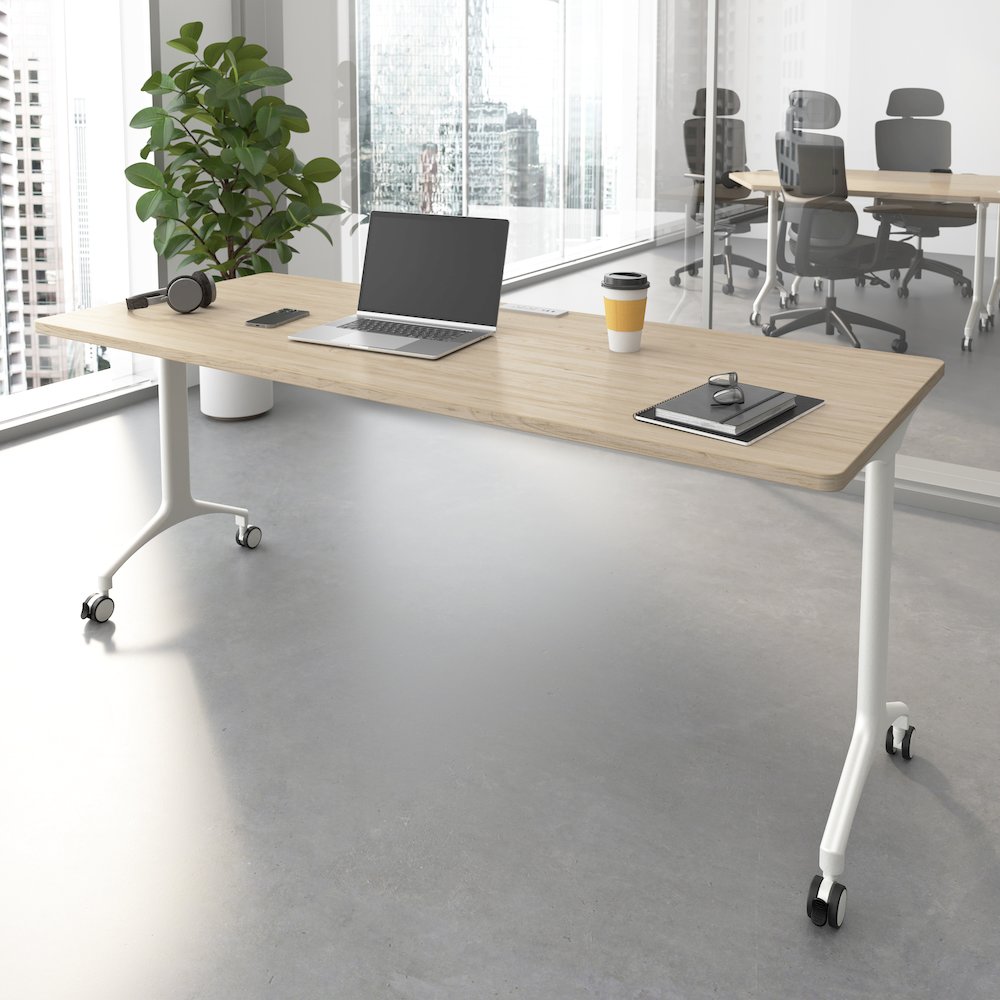 Synergy 72-inch Rectangle Modular Office Conference Table in Natural Elm. Picture 2