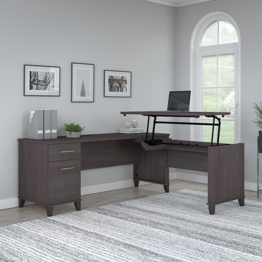Somerset 72W 3 Position Sit to Stand L Shaped Desk. Picture 2
