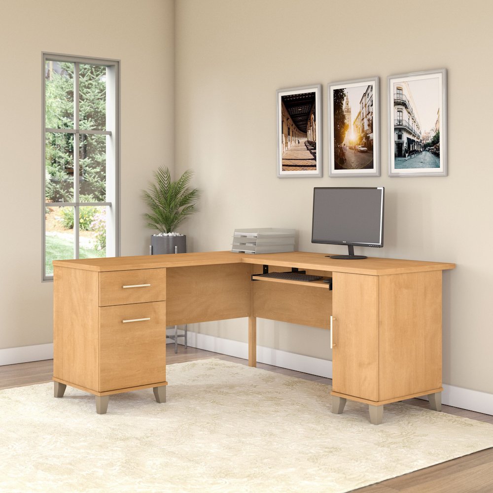 Somerset 60W L Shaped Desk with Storage. Picture 2