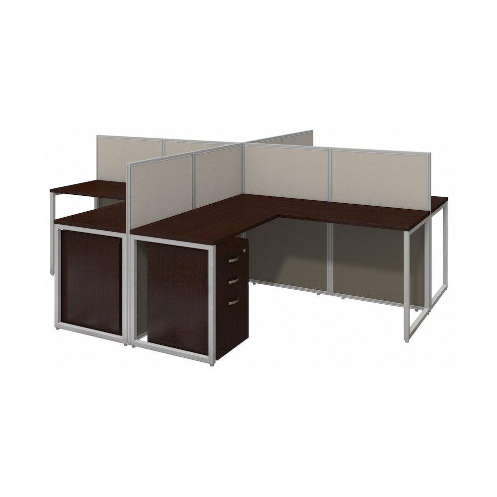 Easy Office 60W 4 Person L Shaped Cubicle Desk with Drawers and 45H Panels. Picture 1