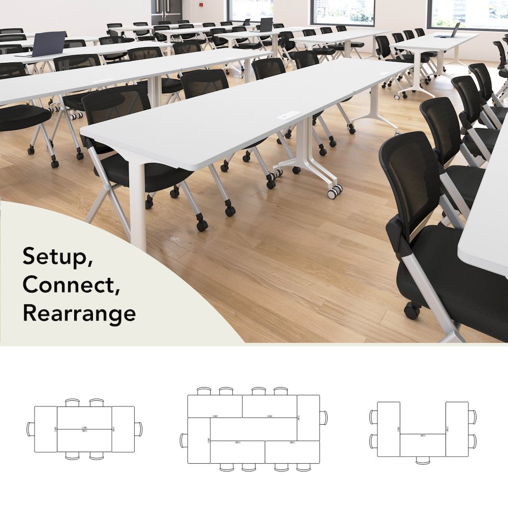 Synergy 60-inch Rectangle Modular Office Conference Table in White. Picture 4