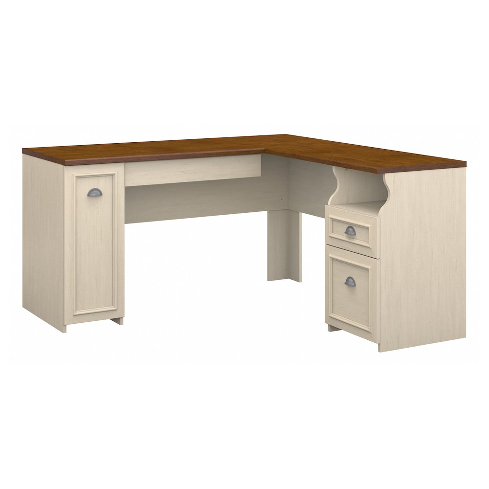 Fairview 60W L Shaped Desk with Drawers and Storage Cabinet. Picture 1
