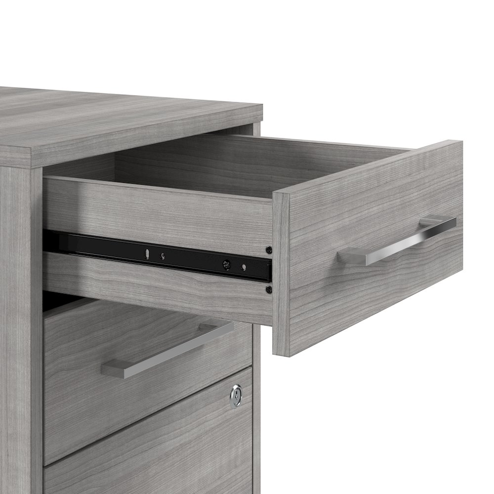 Hustle Rolling Storage Cabinet with Drawers and Shelves in Platinum Gray. Picture 4