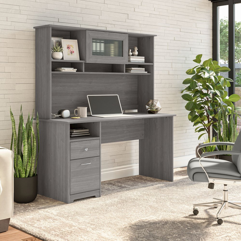 Cabot 60W Computer Desk with Hutch. Picture 2