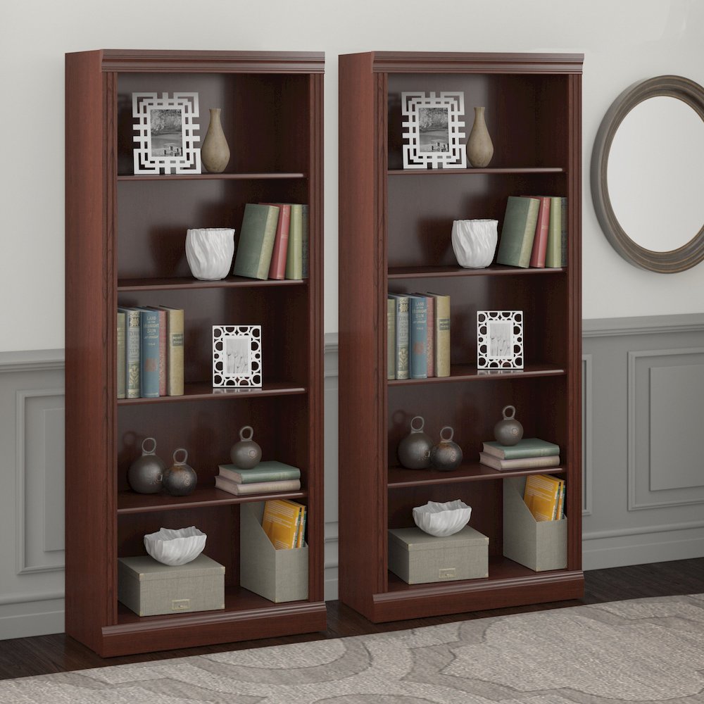 Saratoga Tall 5 Shelf Bookcase - Set of 2. Picture 2
