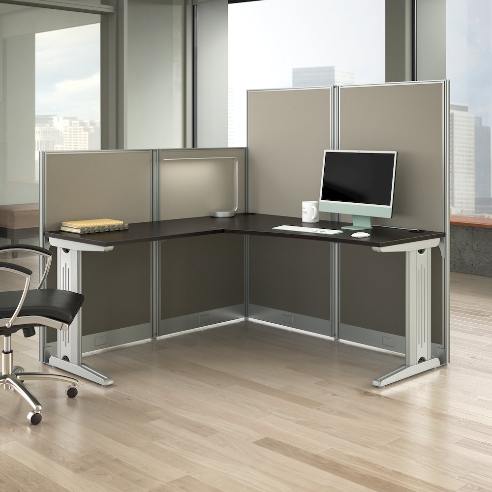 Office in an Hour 65W x 65D L Shaped Cubicle Desk. Picture 2