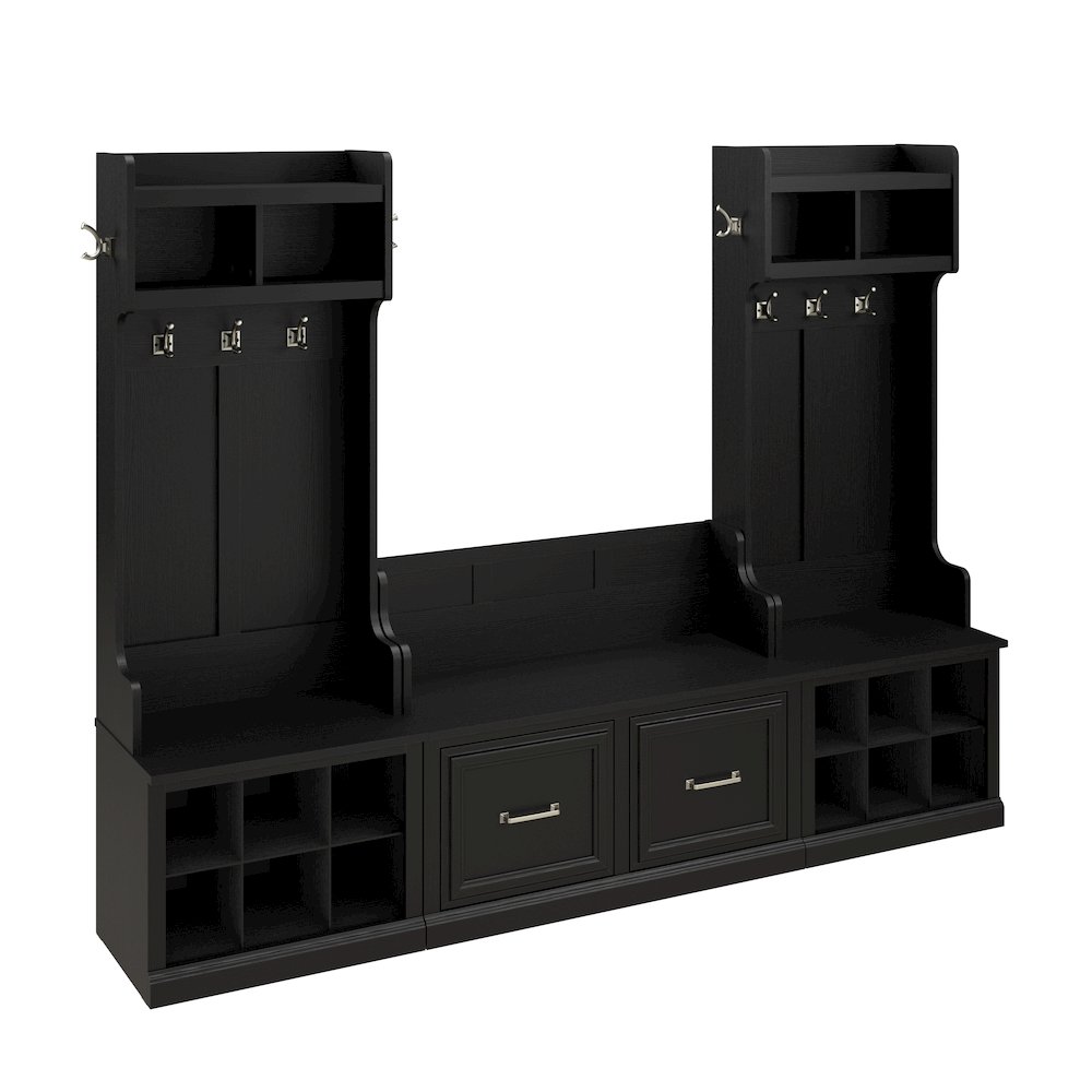 Woodland Entryway Storage Set with Hall Trees and Shoe Bench with Doors. Picture 1