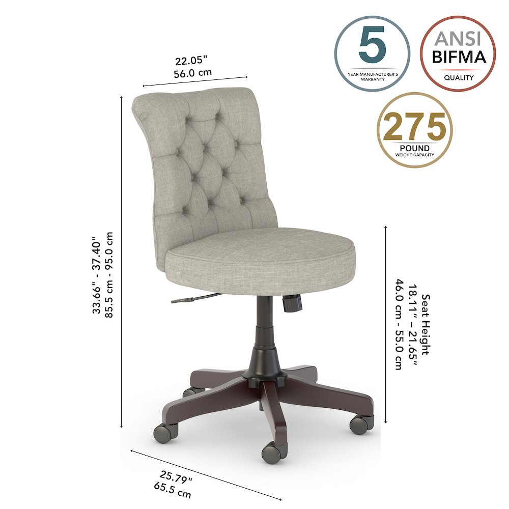 Fairview Mid Back Tufted Office Chair. Picture 8