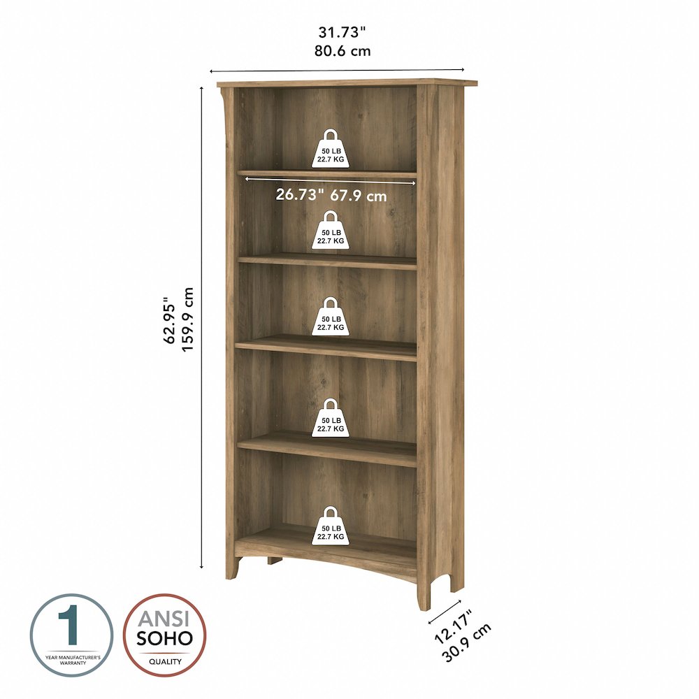Salinas Tall 5 Shelf Bookcase. Picture 6
