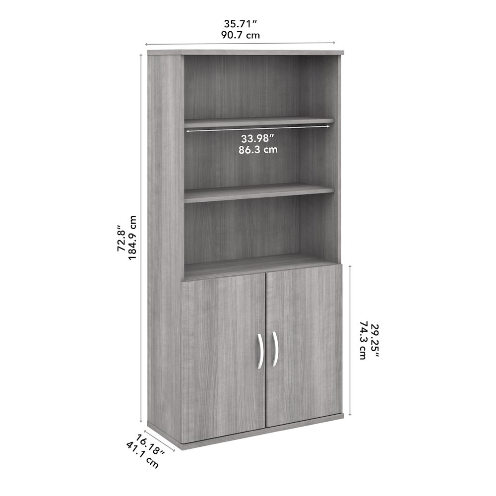 Studio C Tall 5 Shelf Bookcase with Doors. Picture 7