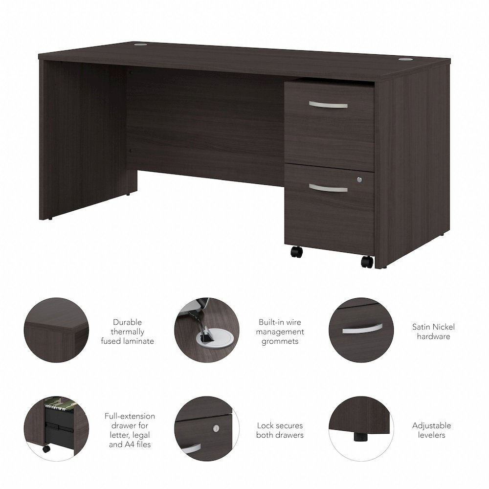 Studio C 66W x 30D Office Desk with 2 Drawer Mobile File Cabinet. Picture 4