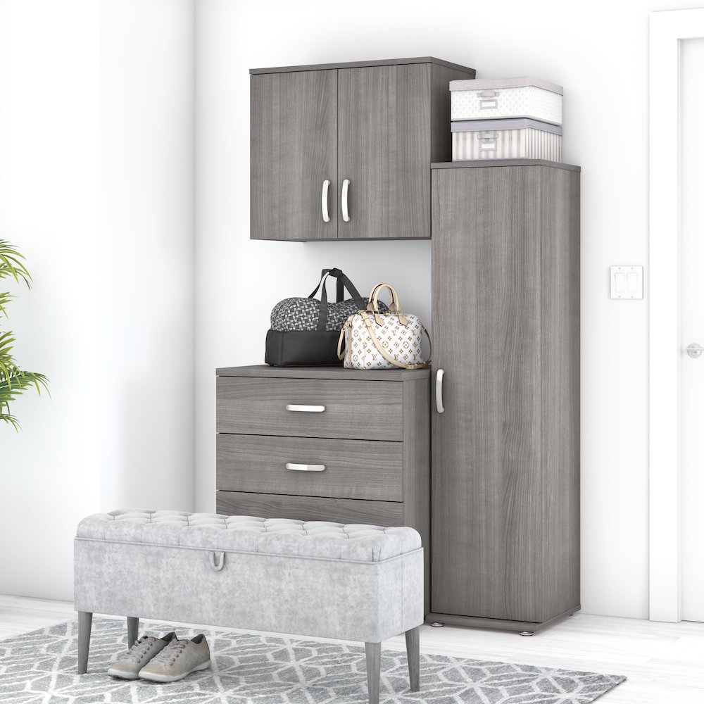 Universal 3 Piece Modular Closet Storage Set with Floor and Wall Cabinets. Picture 2