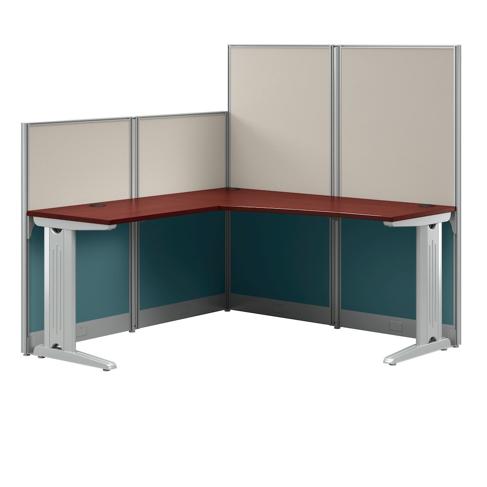 Office in an Hour 65W x 65D L Shaped Cubicle Desk. Picture 1