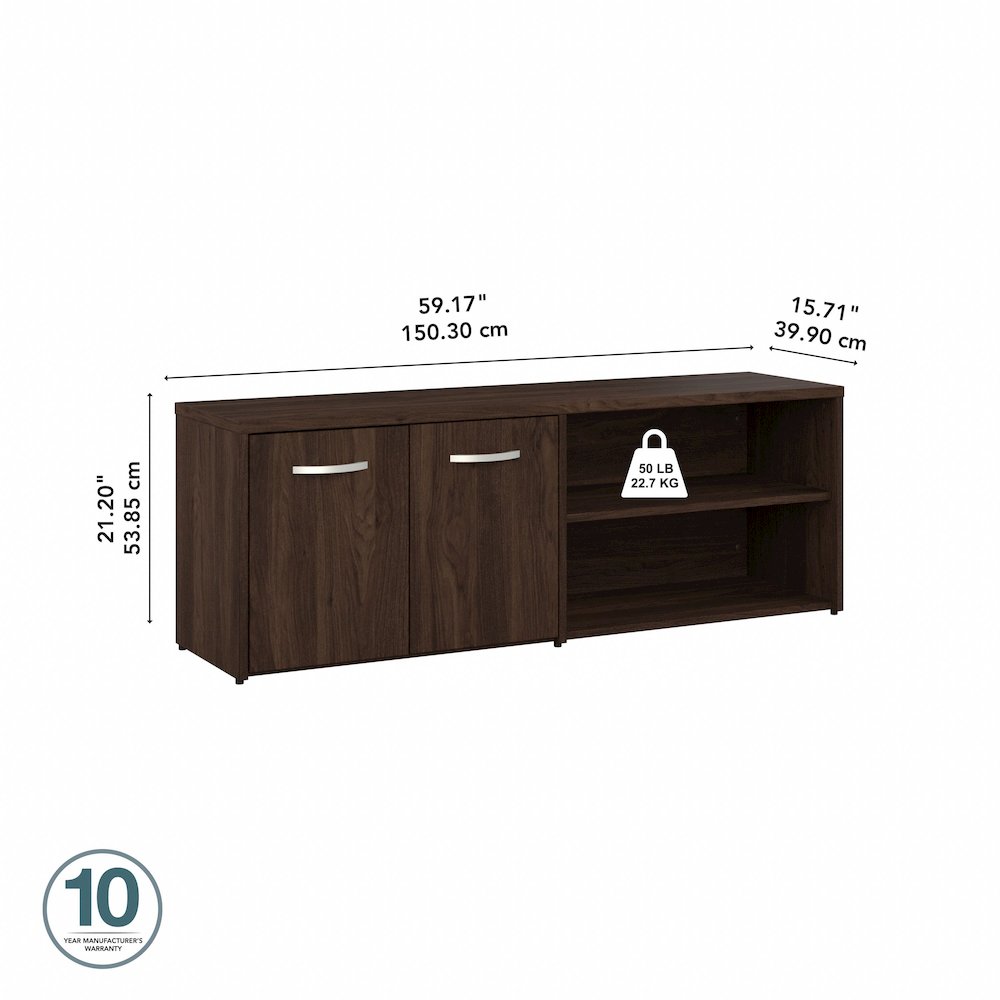 Hybrid Low Storage Cabinet with Doors and Shelves. Picture 8