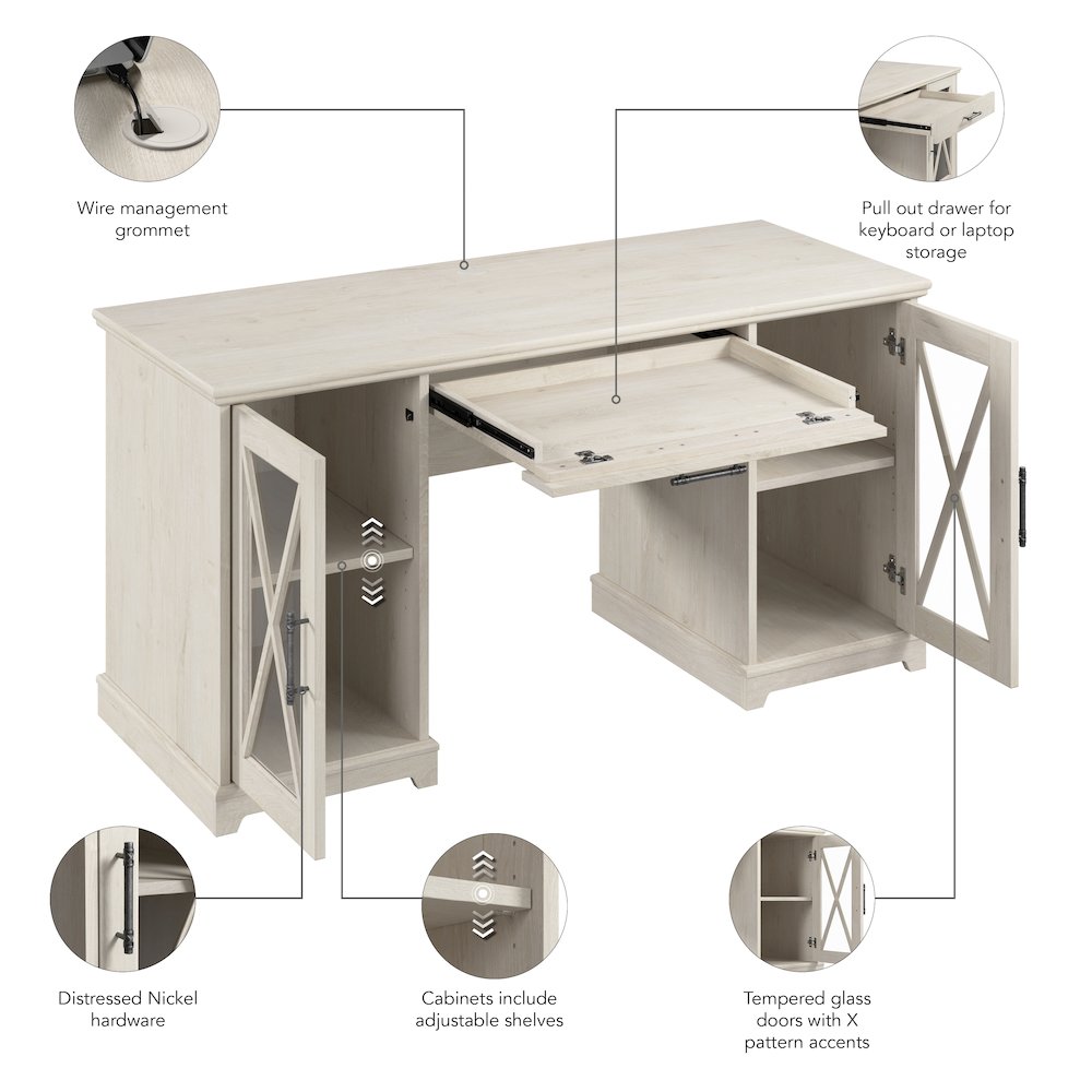 Lennox 60W Farmhouse Desk with Storage and Keyboard Tray. Picture 9