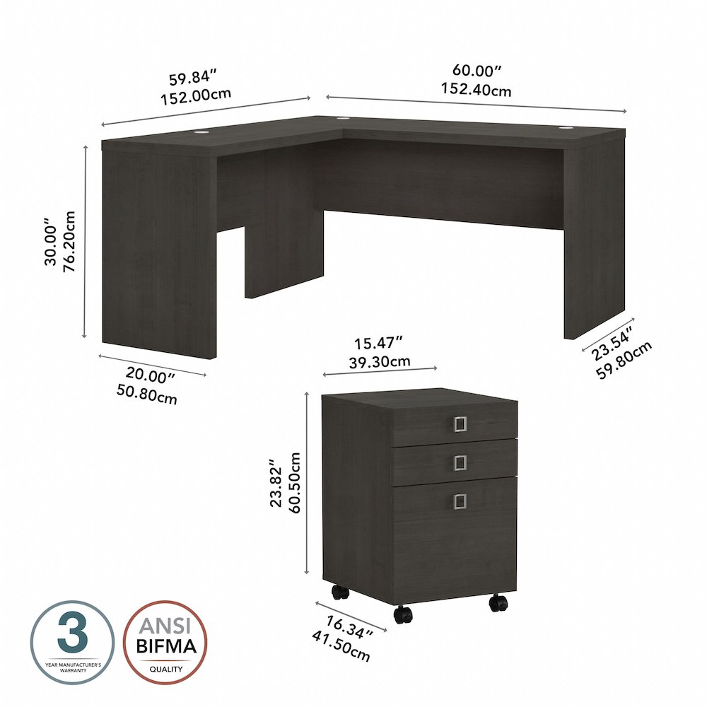 Echo L Shaped Desk with Mobile File Cabinet. Picture 10