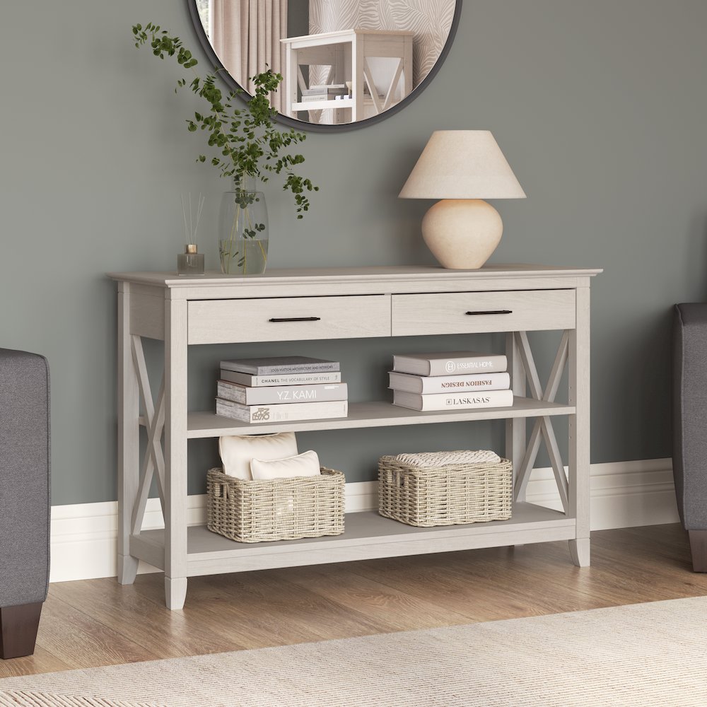 Key West Console Table with Drawers and Shelves. Picture 2