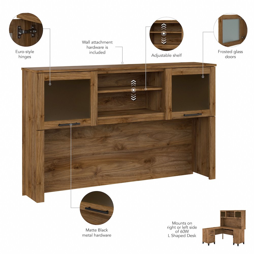 Somerset 60W L Shaped Desk with Hutch and 5 Shelf Bookcase. Picture 10