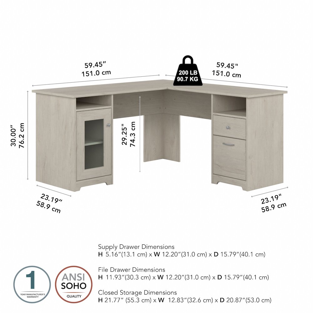 Cabot 60W L Shaped Computer Desk with Storage. Picture 9