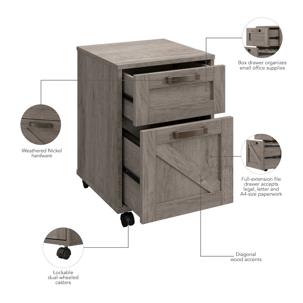 Knoxville 2 Drawer Mobile File Cabinet. Picture 6