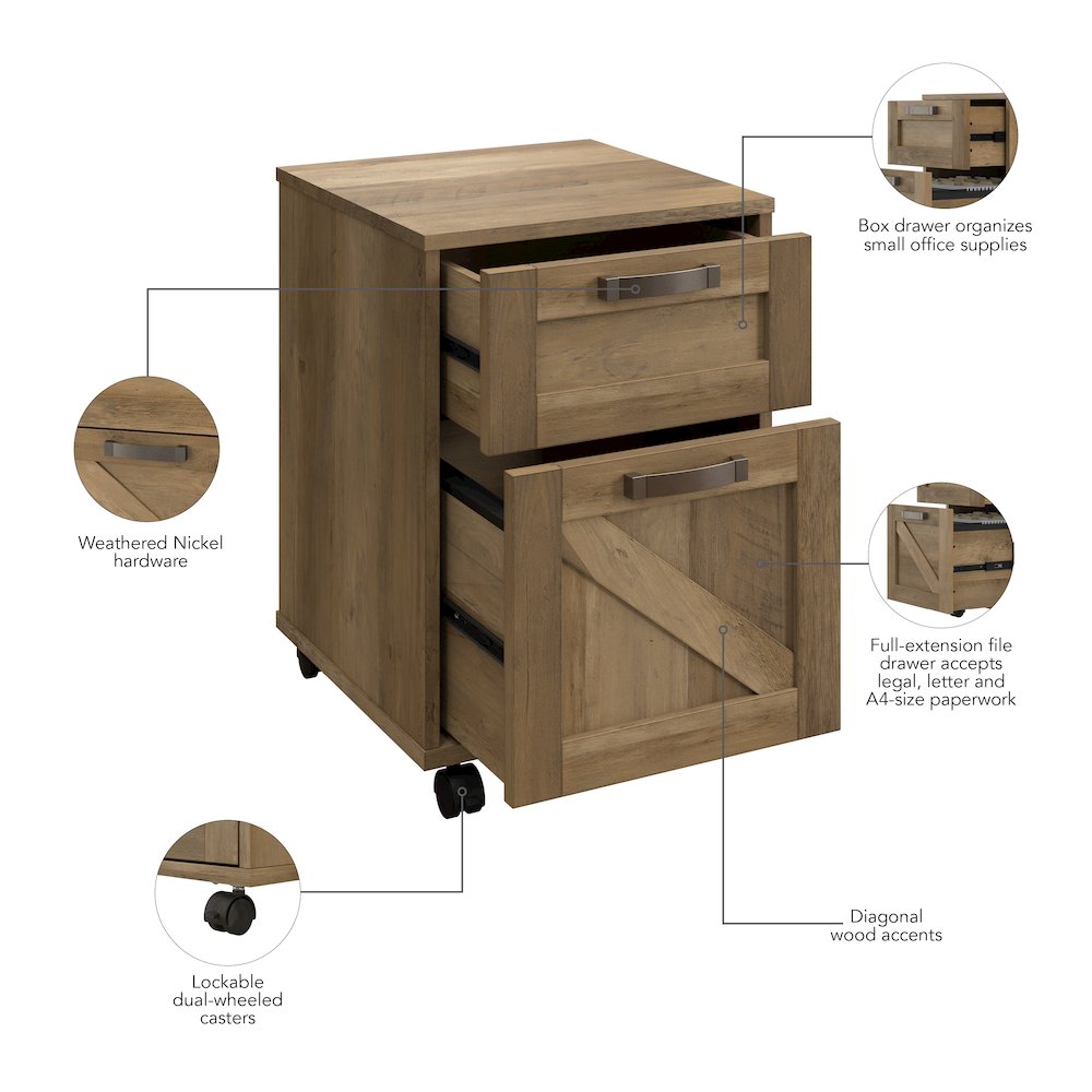 Knoxville 2 Drawer Mobile File Cabinet. Picture 6