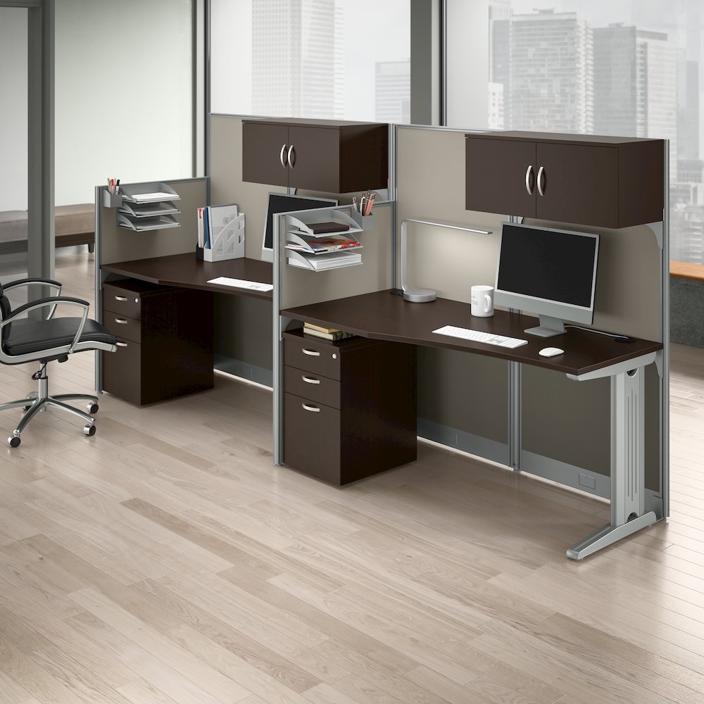 2 Person Straight Cubicle Desks with Storage, Drawers, and Organizers. Picture 2