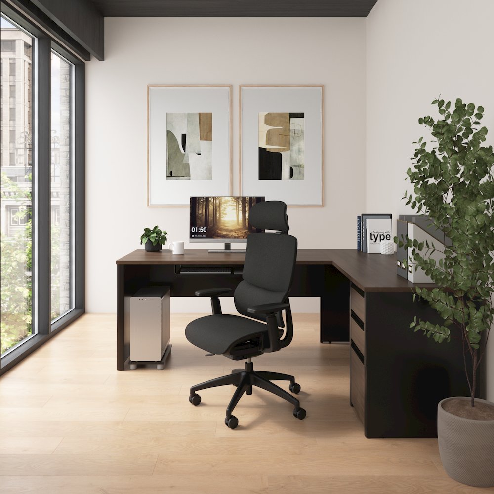 72W L-Shaped Desk with Pedestal. Picture 2