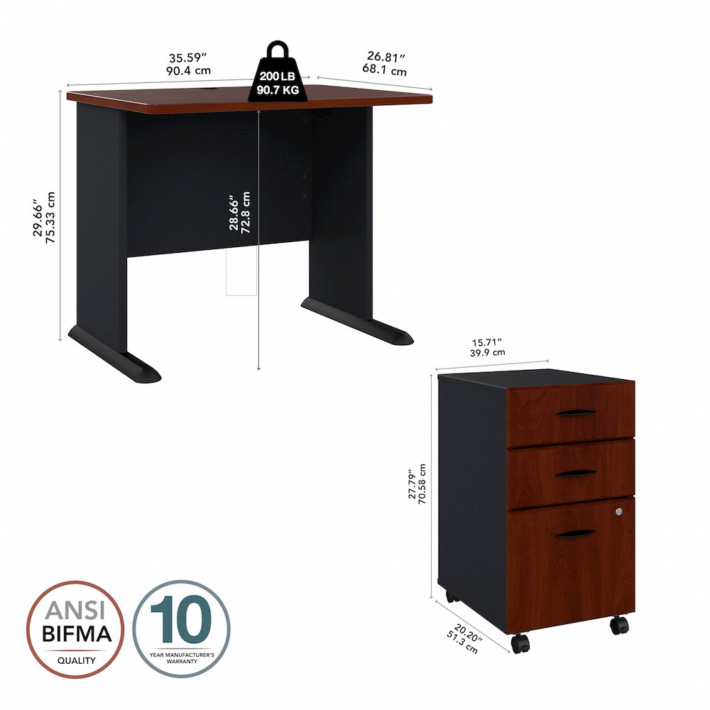 Series A 36W Desk with Mobile File Cabinet. Picture 9