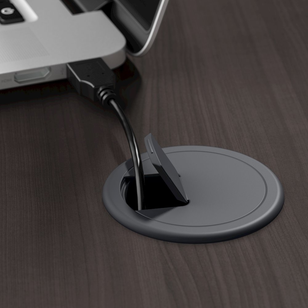 Cabot 60W L Shaped Computer Desk with Hutch and 5 Shelf Bookcase. Picture 6