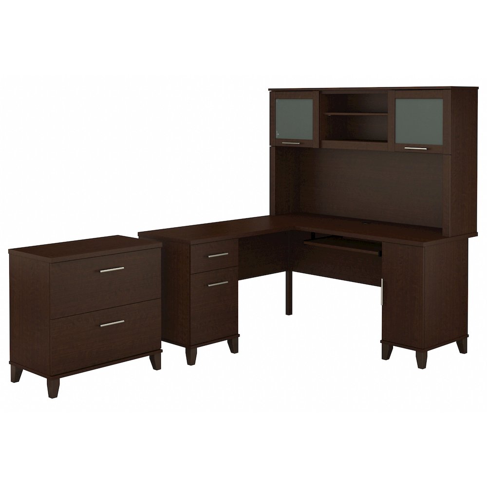Somerset 60W L Shaped Desk with Hutch and Lateral File Cabinet. Picture 1