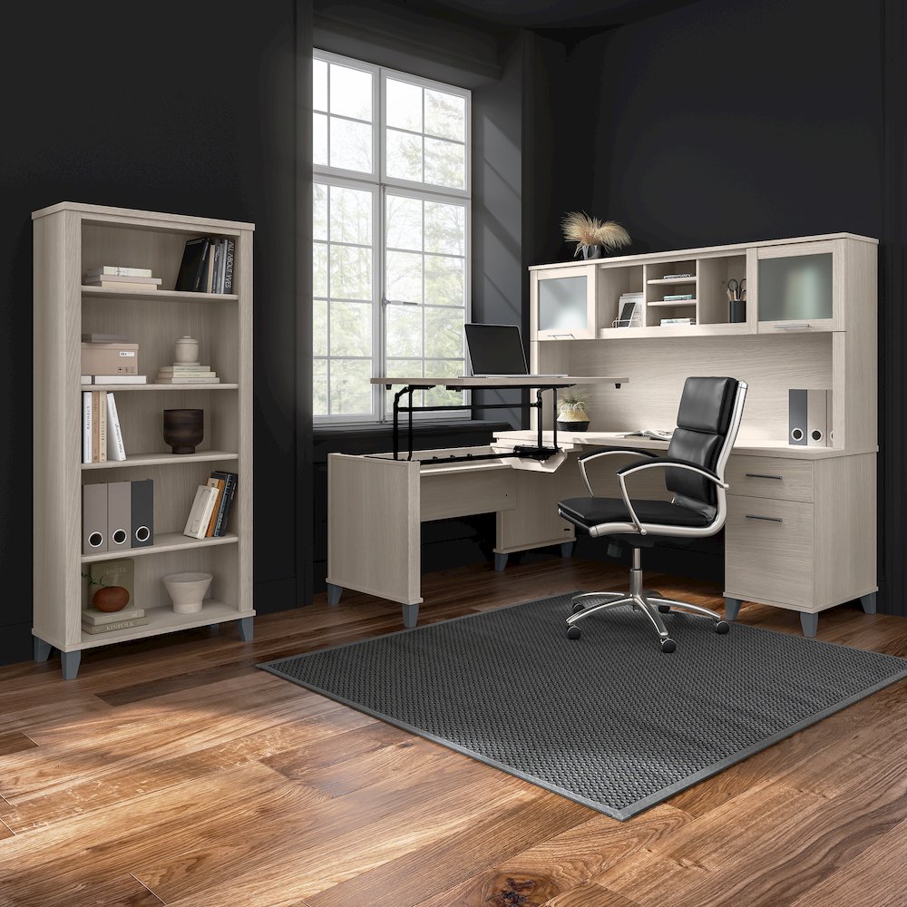 Somerset 72W 3 Position Sit to Stand L Shaped Desk. Picture 3