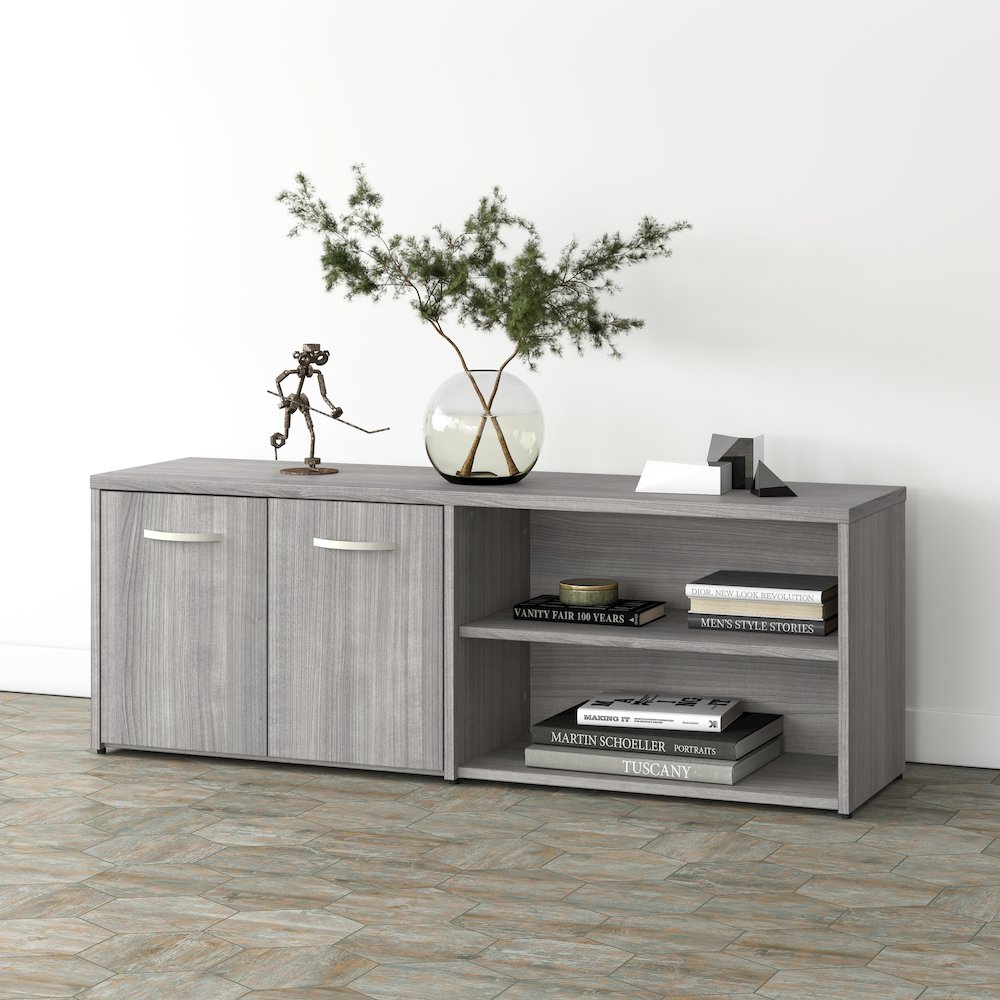 Studio A Low Storage Cabinet with Doors and Shelves. Picture 2