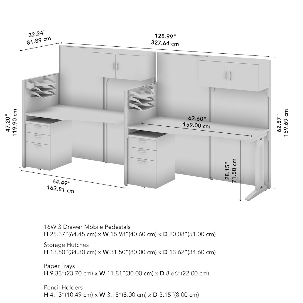 2 Person Straight Cubicle Desks with Storage, Drawers, and Organizers. Picture 9