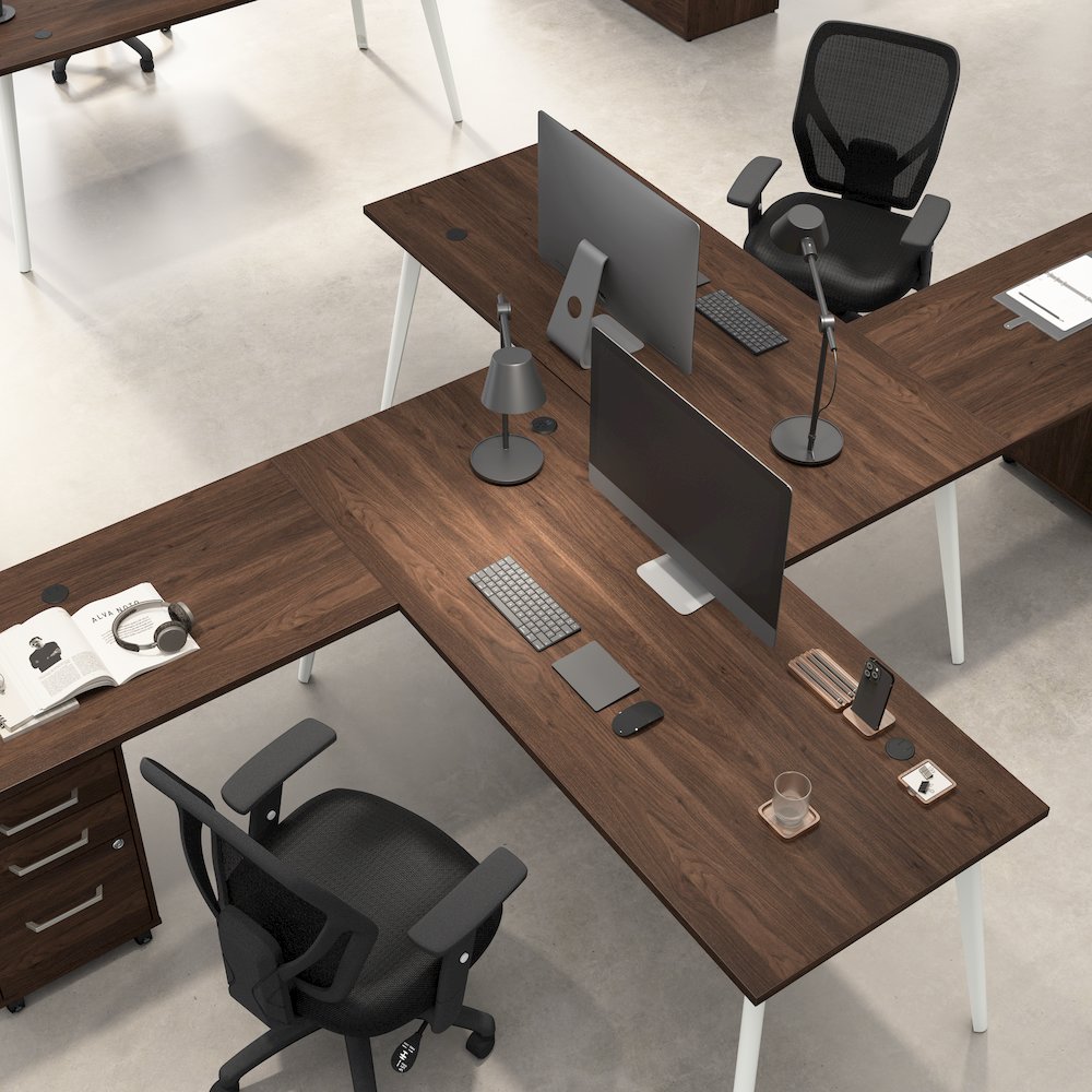 Vista 72W Desk with Splayed Metal Legs, Lateral File Cabinet, and Bookcase. Picture 5