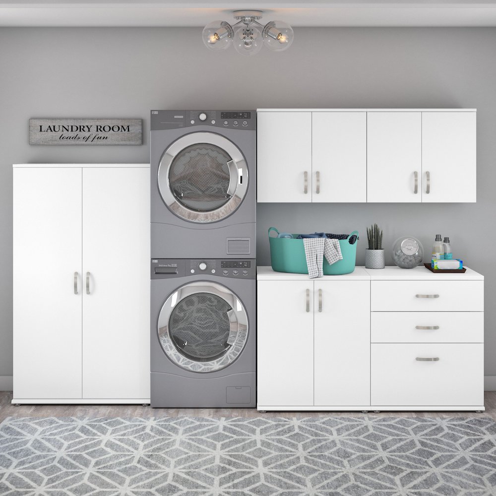 Universal 5 Piece Modular Laundry Room Storage Set with Floor and Wall Cabinets. Picture 2