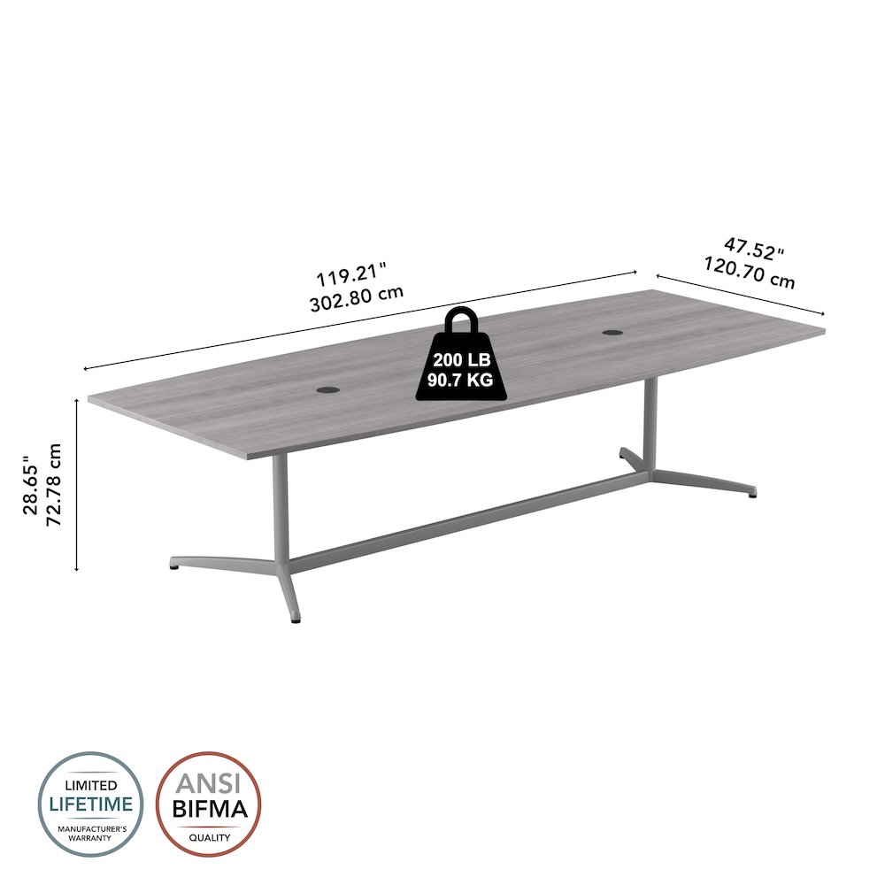 120W x 48D Boat Shaped Conference Table with Metal Base. Picture 7