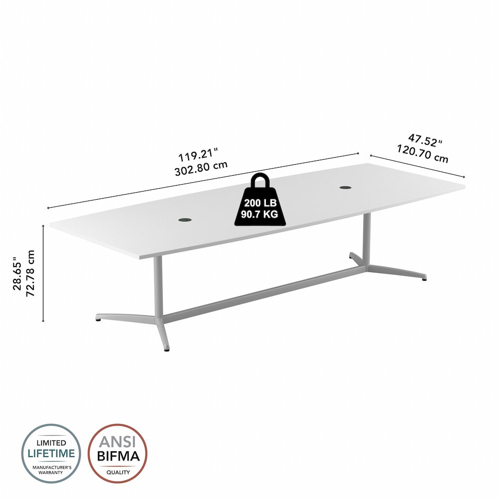 120W x 48D Boat Shaped Conference Table with Metal Base. Picture 7