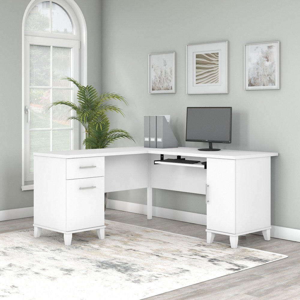 Somerset 60W L Shaped Desk with Storage. Picture 2