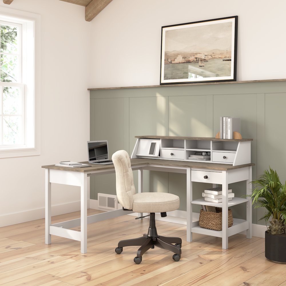 Mayfield 60W L Shaped Computer Desk with Desktop Organizer. Picture 2
